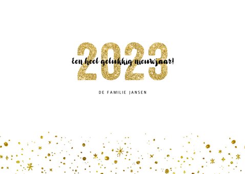 Kerstkaart 2022 goud glitter letters groot 3