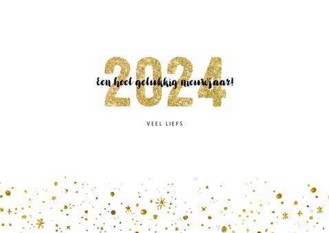 Kerstkaart 2023 Goud Glitter Letters Groot | Kaartje2go