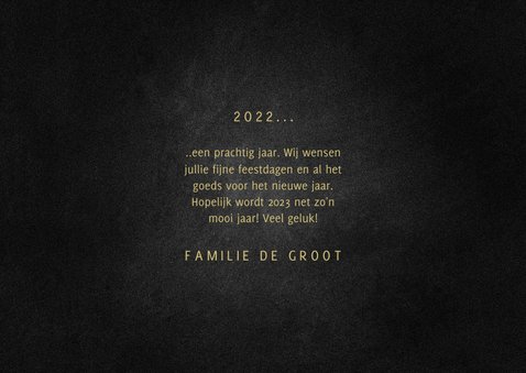 Kerstkaart 2023 goudlook met spetters 3