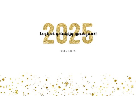 Kerstkaart 2025 goud glitter letters groot 3