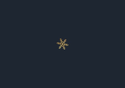Kerstkaart 2026 goud sneeuwvlokken foto's Achterkant