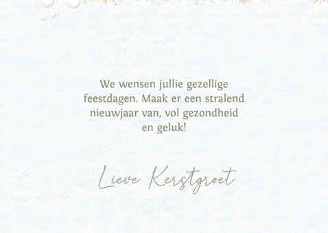 Kerstkaart 2026 in goud met kerstboom label 3