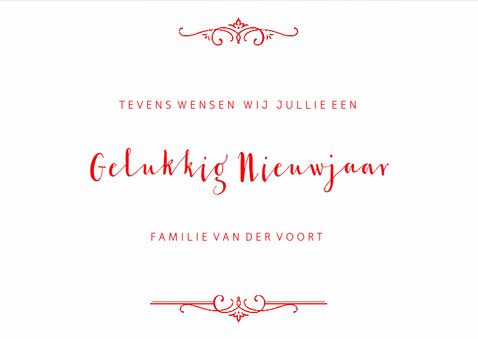 Kerstkaart 3 klassieke witte lijstjes op rode achtergrond 3