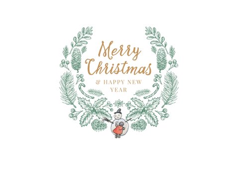 Kerstkaart - Anton Pieck illlustratie postkoets in straat 2