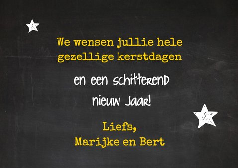Kerstkaart ballon goud XMAS op krijtbord 3