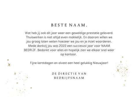 Kerstkaart bedankt medewerkers watercolour blauw goudlook 3