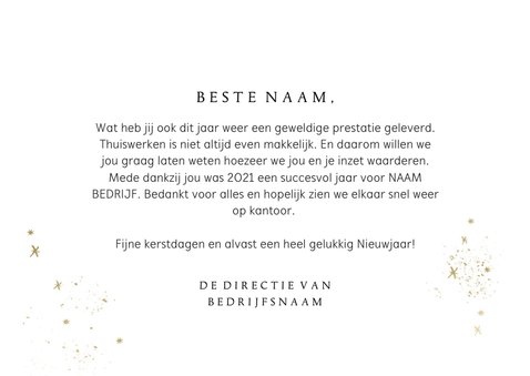 Kerstkaart bedankt medewerkers watercolour blauw goudlook 3