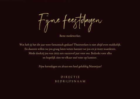 Kerstkaart bedankt medewerkers waterverf rood goud vuurwerk 3
