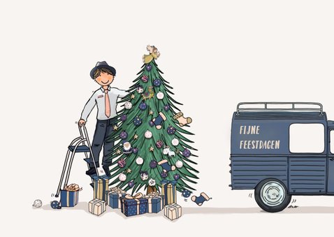 Kerstkaart Besteleend blauw 3