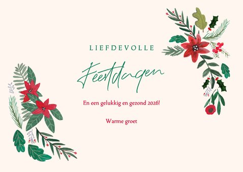 Kerstkaart Botanisch bloemen en schulp rand ovaal 3