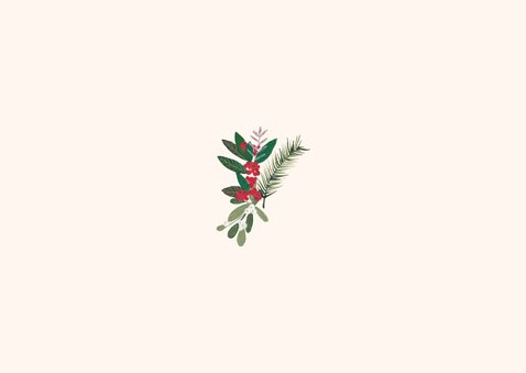 Kerstkaart Botanisch bloemen en schulp rand ovaal Achterkant