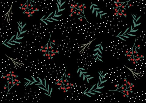 Kerstkaart botanisch met rood vlak 2