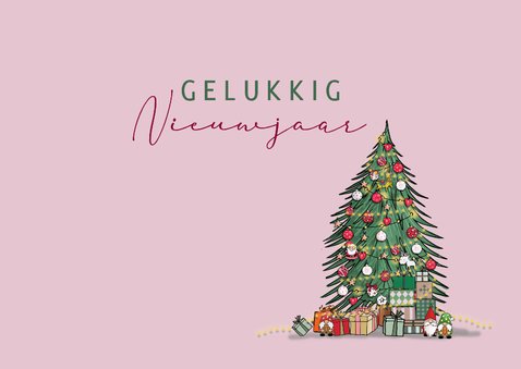 Kerstkaart Citroen DS bordeaux rood met kerstboom 3