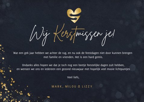 Kerstkaart Corona - dikke papieren kerstknuffel tekst 3