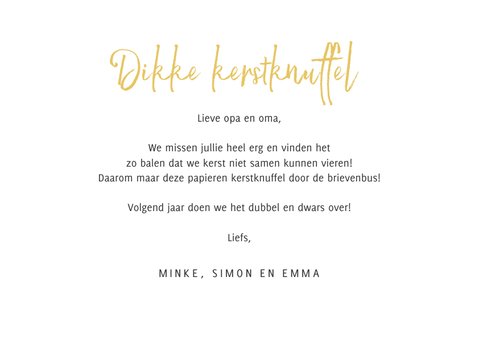Kerstkaart corona fotokaart liefde hartjes goud missen 3
