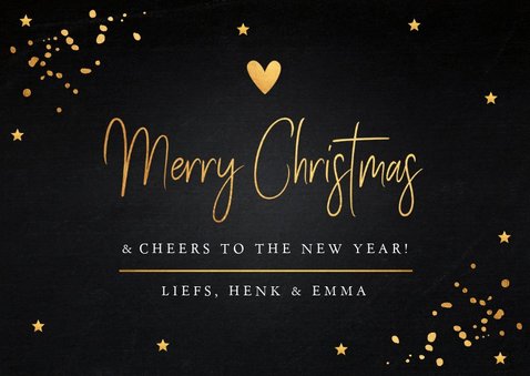 Kerstkaart donker gouden confetti rechthoekig 3