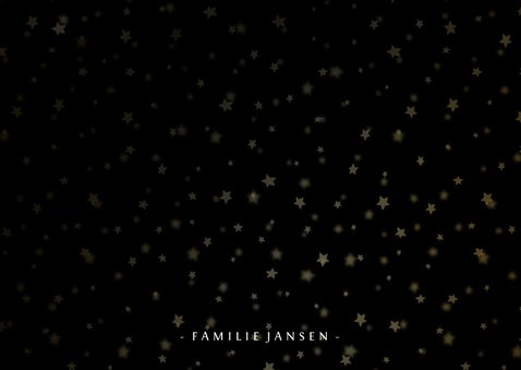 Kerstkaart donker sterren gouden letters en foto's 3