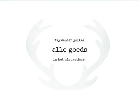 Kerstkaart eenvoudig met gewei in grijs, wit en zwart 3