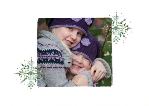 Kerstkaart eigen foto en aquarel kerstster botanisch 2
