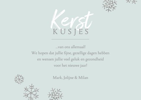 Kerstkaart eigen foto 'Kerstkusjes' blauw 3