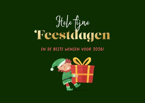 Kerstkaart elfjes van de kerstman vrolijk illustratie kerst 3