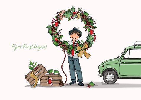 Kerstkaart Fiat 500 bestelauto 3
