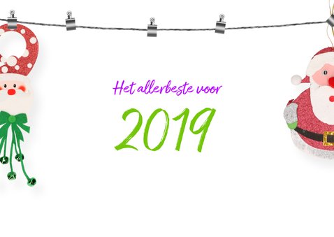 Kerstkaart figuurtjes aan waslijn 2