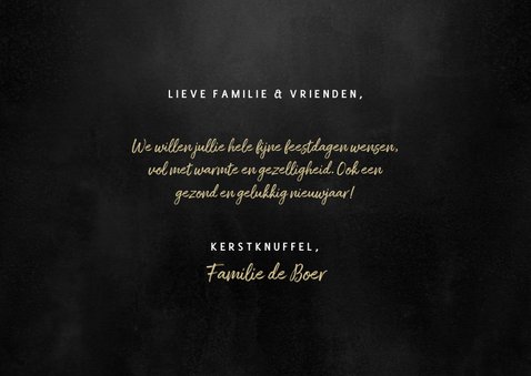 Kerstkaart fijne feestdagen fotocollage 2023 gouden spetters 3