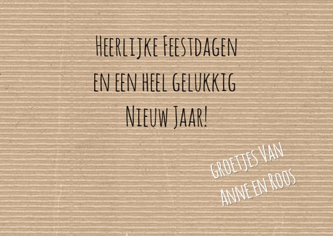 Kerstkaart fijne feestdagen zwart wit kraft 3