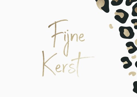 Kerstkaart Fijne Kerst met foto goudlook panterprint 2