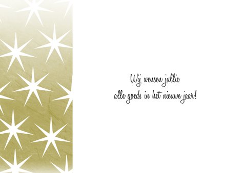 Kerstkaart foto en goud met sterren 3