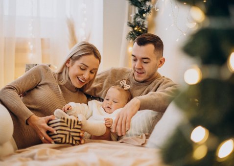 Kerstkaart foto goud confetti hartje fijne kerstdagen 2027 2