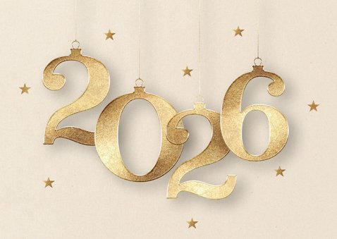 Kerstkaart foto met 2026 in goud 2