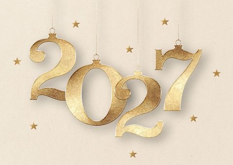 Kerstkaart foto met 2027 in goud 2