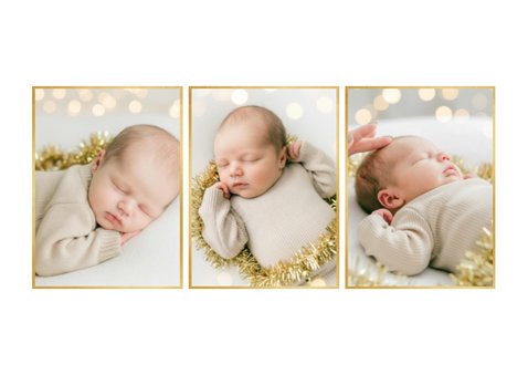 Kerstkaart fotocollage baby klassieke gouden typografie 2