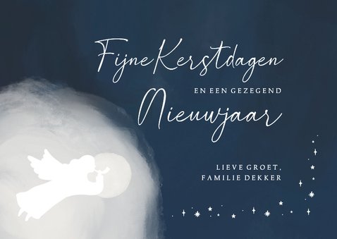 Kerstkaart fotocollage engelen sterren nacht 3