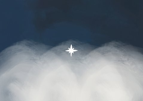 Kerstkaart fotocollage engelen sterren nacht Achterkant