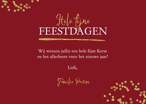 Kerstkaart fotocollage goud ster confetti 3