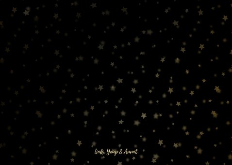 Kerstkaart fotocollage goudlook met sterren 3