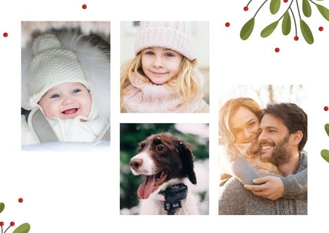 Kerstkaart fotocollage met takjes en besjes 2