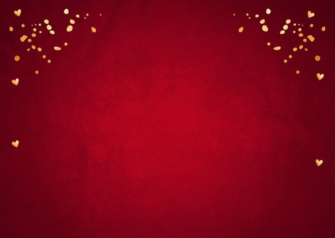 Kerstkaart fotocollage rood confetti goudlook 2
