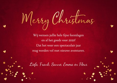Kerstkaart fotocollage rood lampjes confetti 3