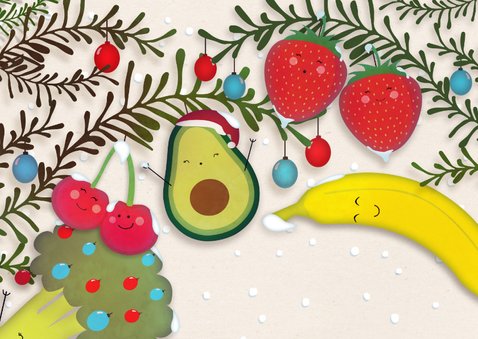 Kerstkaart Fruit & Groente - Stay save, stay healthy 2