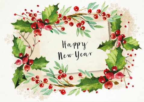Kerstkaart gezellig met hulst en eigen foto 2
