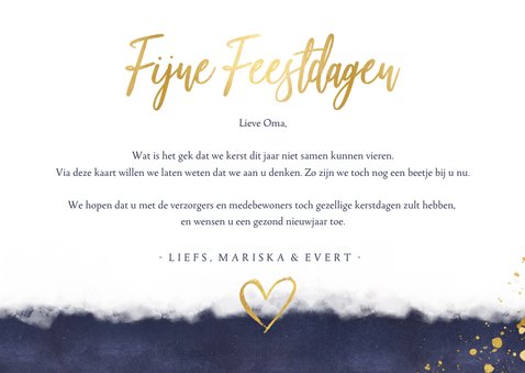 Kerstkaart gouden hart met papieren knuffel en eigen foto 3