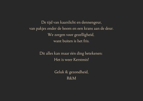 Kerstkaart gouden kerstballen 2021 grijs 3