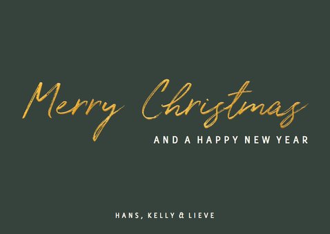 Kerstkaart gouden 'Merry Christmas' met grote foto 3