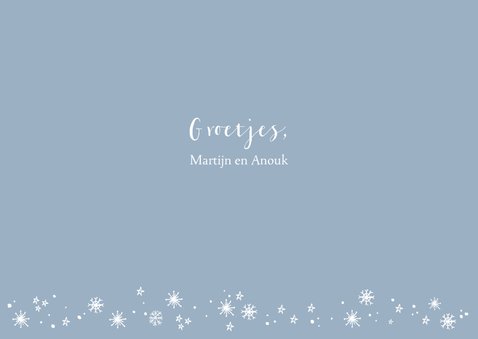 Kerstkaart handlettering sneeuw sterren 3