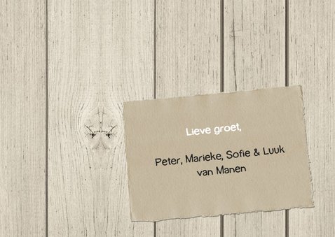 Kerstkaart hout met krijtlabel 3