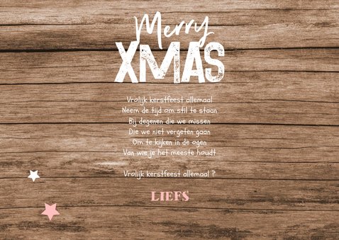 Kerstkaart houtlook stempel sterren foto typografie 3